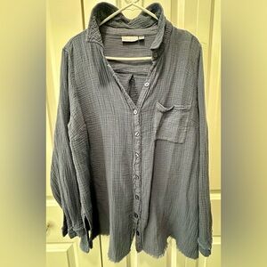 Belle by Kim Gravel Women's Periwinkle Button Down Shirt